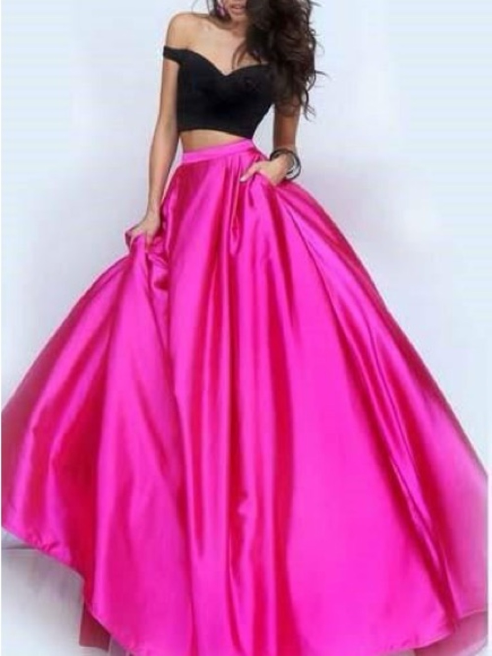 Studio 2 pc Black & Fuchsia Pink Sz 22 Prom Dress